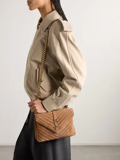 Saint Laurent College Medium Matelassé Suede Shoulder Bag | Thumbnail 6
