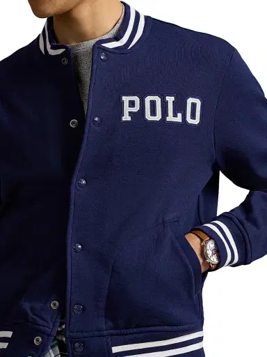 Polo Ralph Lauren Men's Logo Fleece Baseball Jacket - Newport Navy | Thumbnail 6 Polo Ralph Lauren Men's Logo Fleece Baseball Jacket - Newport Navy | Thumbnail 6