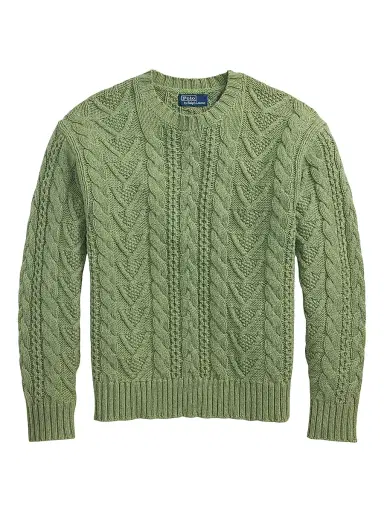 Polo Ralph Lauren Men's Cotton-Blend Fisherman Sweater - Fern Green Combo | Thumbnail 1