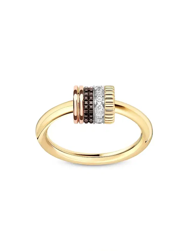Women's Quatre Classique Tri-Tone 18K Gold & 0.18 TCW Diamond Ring - Yellow Gold Women's Quatre Classique Tri-Tone 18K Gold & 0.18 TCW Diamond Ring - Yellow Gold