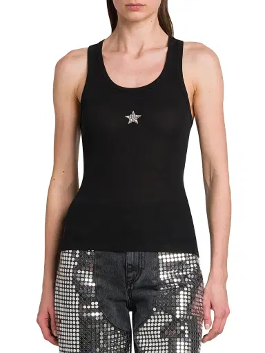Stella McCartney Women's Crystal Mini Star Scoopneck Tank - Black - Size XS | Thumbnail 3 Stella McCartney Women's Crystal Mini Star Scoopneck Tank - Black - Size XS | Thumbnail 3