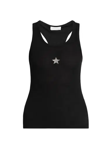 Stella McCartney Women's Crystal Mini Star Scoopneck Tank - Black - Size XS | Thumbnail 1 Stella McCartney Women's Crystal Mini Star Scoopneck Tank - Black - Size XS | Thumbnail 1