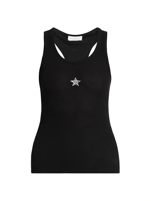 Stella McCartney Women's Crystal Mini Star Scoopneck Tank - Black