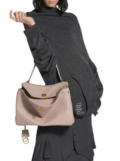 Balenciaga Women's Rodeo Medium Top Handle Bag Grained Calfskin - Sesame | Thumbnail 2