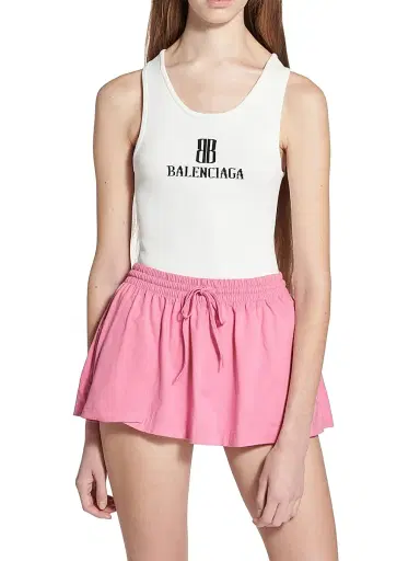 Balenciaga Women's Nano BB Tank Top - White Black - Size Large | Thumbnail 3