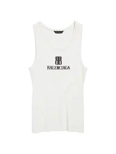 Balenciaga Women's Nano BB Tank Top - White Black - Size Large | Thumbnail 1