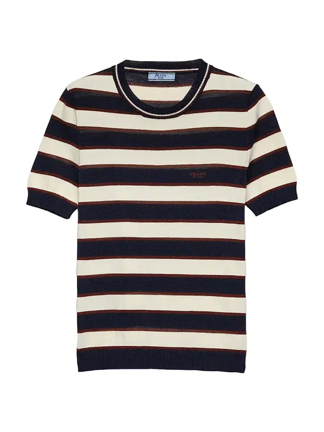 Women's Striped Crew-Neck Cotton Sweater - Navy