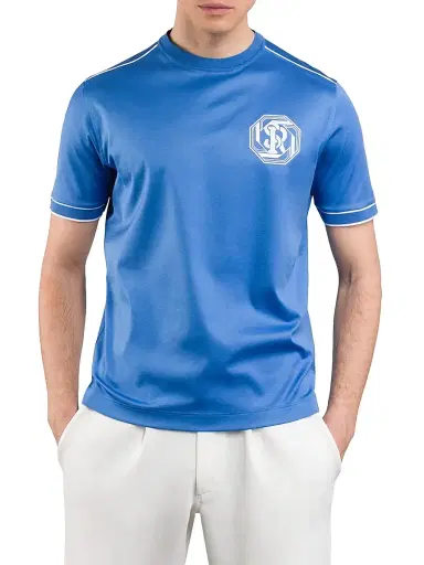 Stefano Ricci Men's Jersey Knit Crewneck T-Shirt - Blue - Size 50 | Thumbnail 2