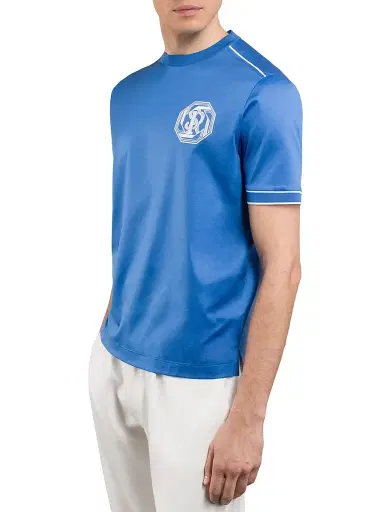 Stefano Ricci Men's Jersey Knit Crewneck T-Shirt - Blue - Size 50 | Thumbnail 3