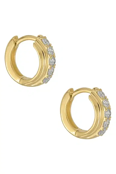 STONE AND STRAND Dainty Boulevard Huggie Earrings | Thumbnail 3