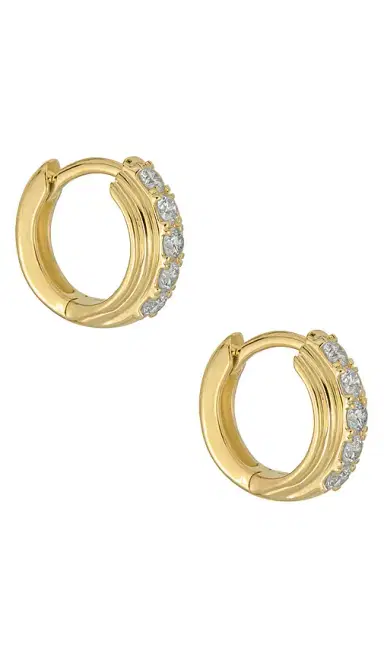STONE AND STRAND Dainty Boulevard Huggie Earrings | Thumbnail 1
