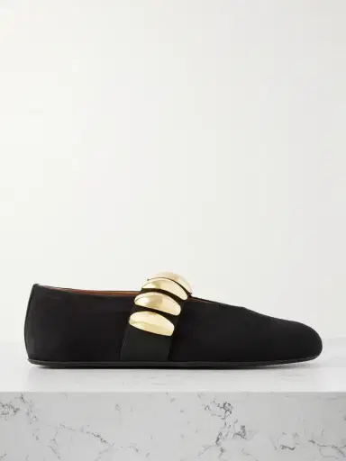 Alaïa Embellished Suede Ballet Flats | Thumbnail 1