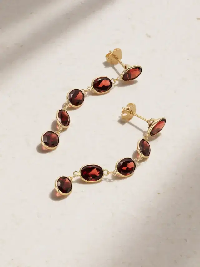 Chakra Gold Garnet Earrings