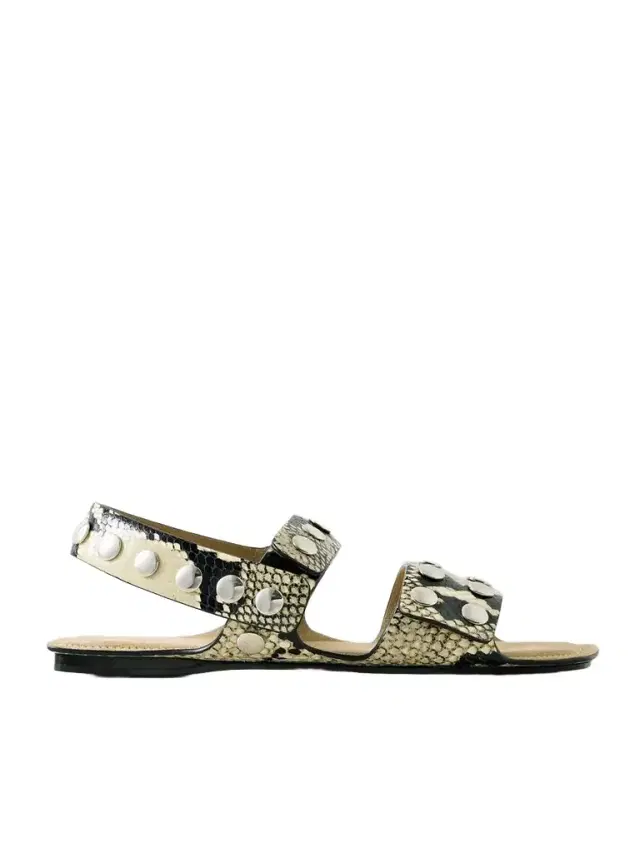 Boden Studded Snake-effect Leather Sandals