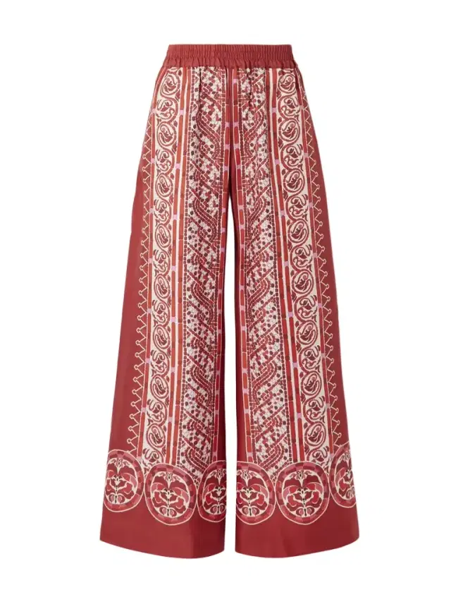 La DoubleJ Icon Palazzo Printed Silk-twill Wide-leg Pants