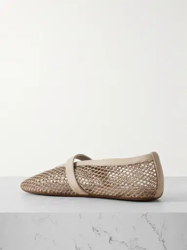 Alaïa Suede-trimmed Mesh Ballet Flats | Thumbnail 3