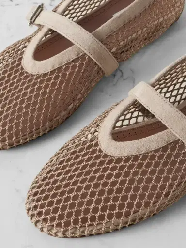 Alaïa Suede-trimmed Mesh Ballet Flats | Thumbnail 4