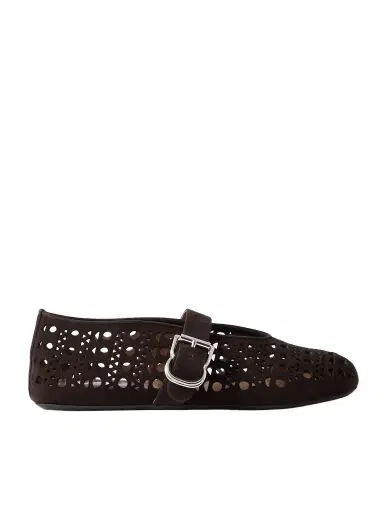 Alaïa Perforated Suede Ballet Flats | Thumbnail 1 Alaïa Perforated Suede Ballet Flats | Thumbnail 1