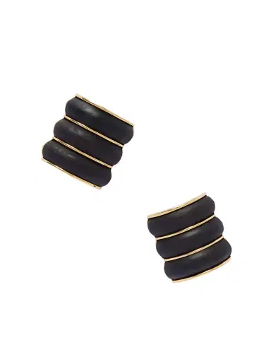 Alaïa Bumper Gold-tone Wood Clip Earrings | Thumbnail 1