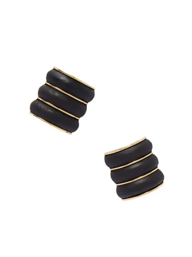 Bumper Gold-tone Wood Clip Earrings