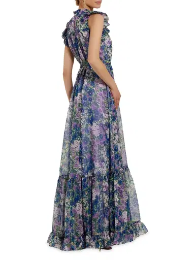Mac Duggal Women's Ieena Floral Print Chiffon Ruffle Gown - Lilac Multi - Size 16 | Thumbnail 2 Mac Duggal Women's Ieena Floral Print Chiffon Ruffle Gown - Lilac Multi - Size 16 | Thumbnail 2