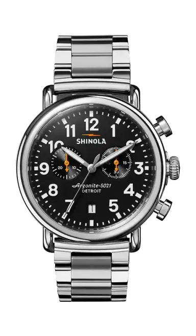 Shinola Runwell 2 Eye Chrono 41mm Watch Silver Bracelet | Thumbnail 1