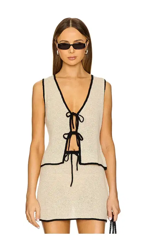 onia Linen Knit Tie Front Tank