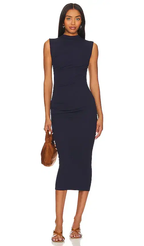 Enza Costa Silk Knit Sleeveless Twist Midi Dress