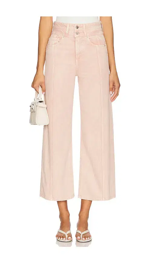 Veronica Beard Taylor Cropped High Rise Wide Leg Jeans