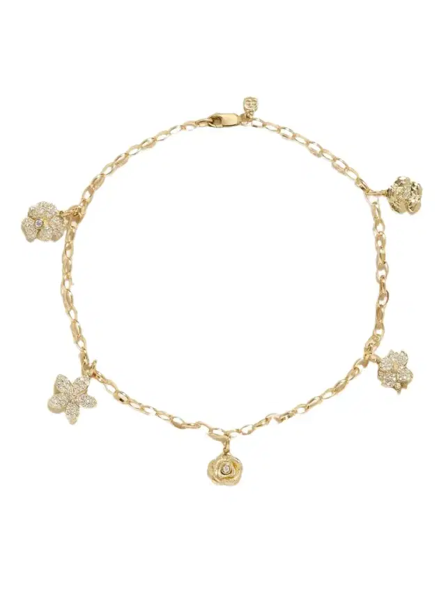 Sydney Evan Xl Flower 14-karat Gold Diamond Anklet