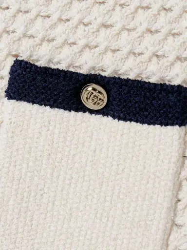 Gucci Button-detailed Two-tone Crocheted Cotton-blend Mini Skirt | Thumbnail 5