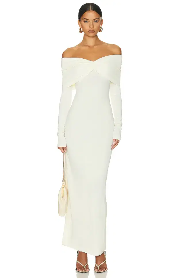 Helsa Matte Jersey Off Shoulder Maxi Dress