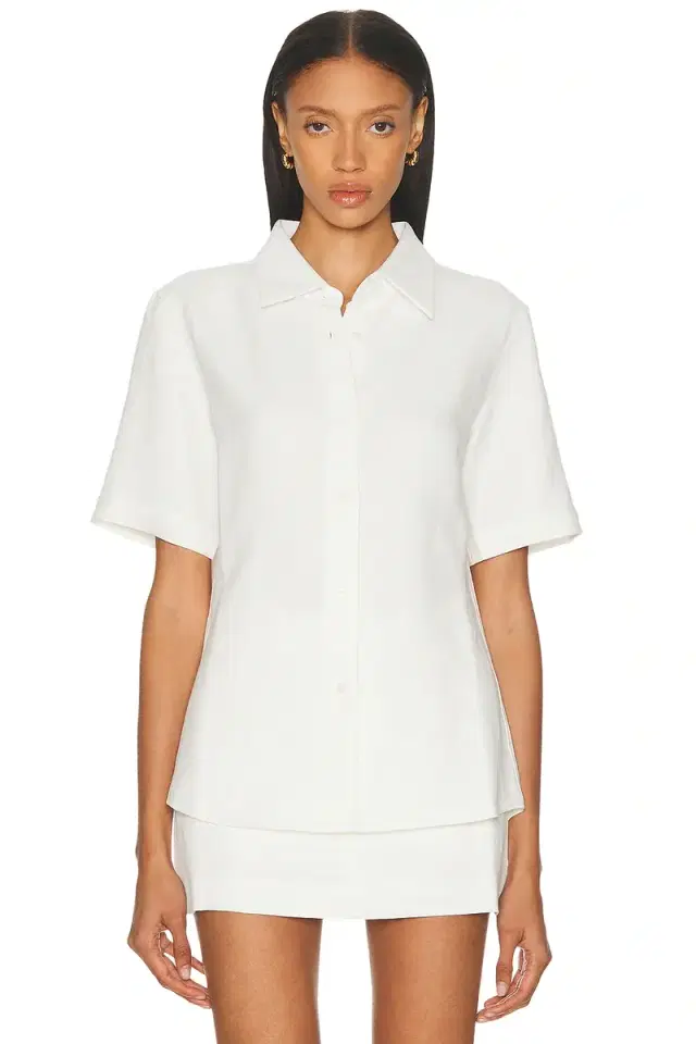 RENGGLI Short Sleeve Linen Button Up Top