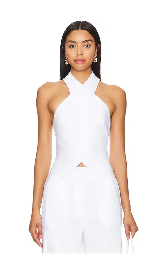 Solid Linen Cross Neck Halter Top