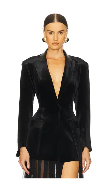 Norma Kamali Single Breasted Boy Fit Riding Jacket | Thumbnail 1