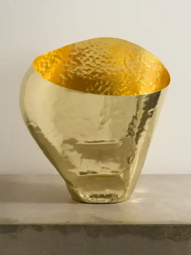 Bash Hammered-brass Vase
