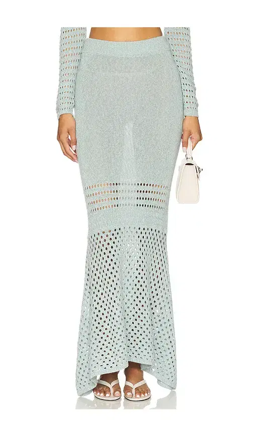 Striped Mesh Handkerchief Midi Skirt
