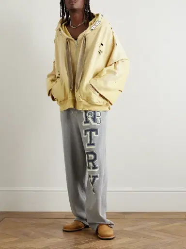 KAPITAL Embelished Distressed Cotton-Jersey Zip-Up Hoodie - Men | Thumbnail 2 KAPITAL Embelished Distressed Cotton-Jersey Zip-Up Hoodie - Men | Thumbnail 2