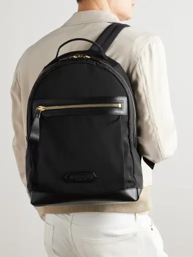 Tom Ford Leather-Trimmed Shell Backpack - Men | Thumbnail 2 Tom Ford Leather-Trimmed Shell Backpack - Men | Thumbnail 2