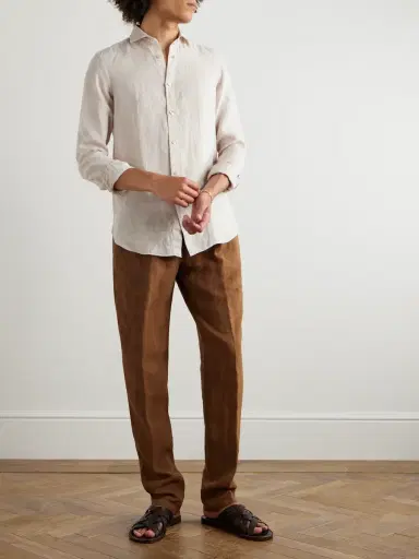 Boglioli Tapered Linen Trousers - Men | Thumbnail 2