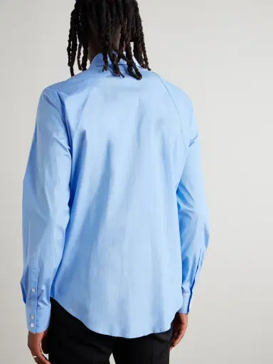 Alexander McQueen Slim-Fit Harness-Detailed Stretch-Cotton Shirt - Men - Blue - UK/US 16 | Thumbnail 4
