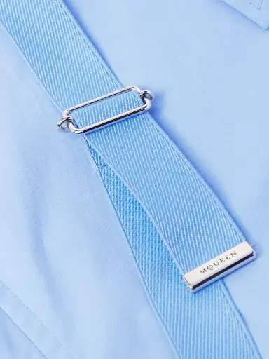 Alexander McQueen Slim-Fit Harness-Detailed Stretch-Cotton Shirt - Men - Blue - UK/US 16 | Thumbnail 5
