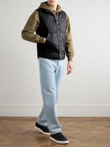 Tom Ford Padded Leather-Trimmed Shell Gilet - Men | Thumbnail 2 Tom Ford Padded Leather-Trimmed Shell Gilet - Men | Thumbnail 2