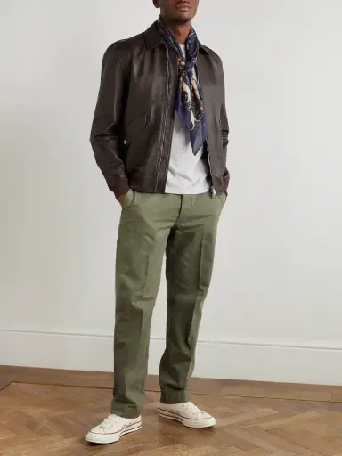 OFFICINE GÉNÉRALE Straight-Leg Garment-Dyed Cotton-Twill Trousers - Men | Thumbnail 2