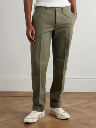 OFFICINE GÉNÉRALE Straight-Leg Garment-Dyed Cotton-Twill Trousers - Men | Thumbnail 3