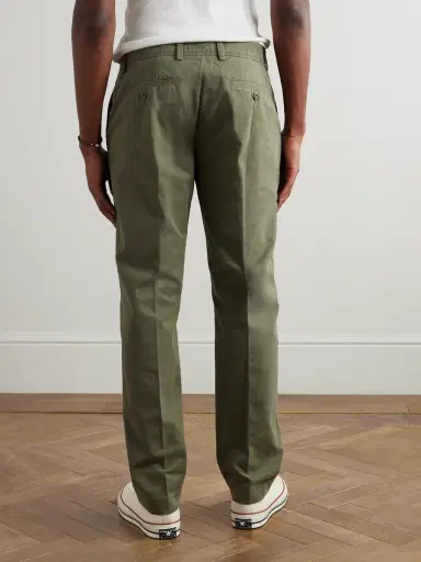 OFFICINE GÉNÉRALE Straight-Leg Garment-Dyed Cotton-Twill Trousers - Men | Thumbnail 4