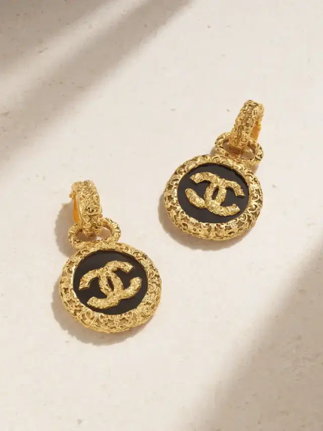 plated And Enamel Clip Earrings