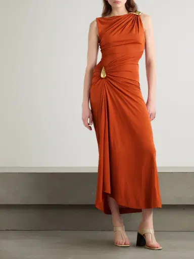 Bottega Veneta Gathered Embellished Crepe-jersey Maxi Dress | Thumbnail 2 Bottega Veneta Gathered Embellished Crepe-jersey Maxi Dress | Thumbnail 2