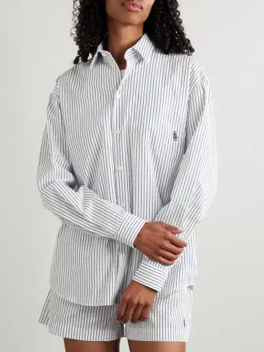 Sporty & Rich Src Embroidered Striped Cotton-poplin Shirt | Thumbnail 3 Sporty & Rich Src Embroidered Striped Cotton-poplin Shirt | Thumbnail 3