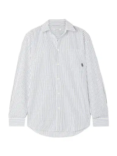 Sporty & Rich Src Embroidered Striped Cotton-poplin Shirt | Thumbnail 1 Sporty & Rich Src Embroidered Striped Cotton-poplin Shirt | Thumbnail 1